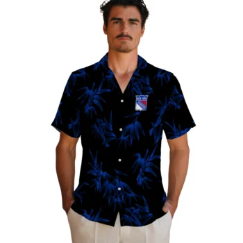 new york rangers bamboo branches blue black hawaiian shirts fashion forward