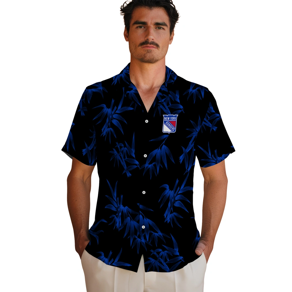 New York Rangers Hawaiian Shirt - Bamboo Branches new york rangers bamboo branches blue black hawaiian shirts fashion forward