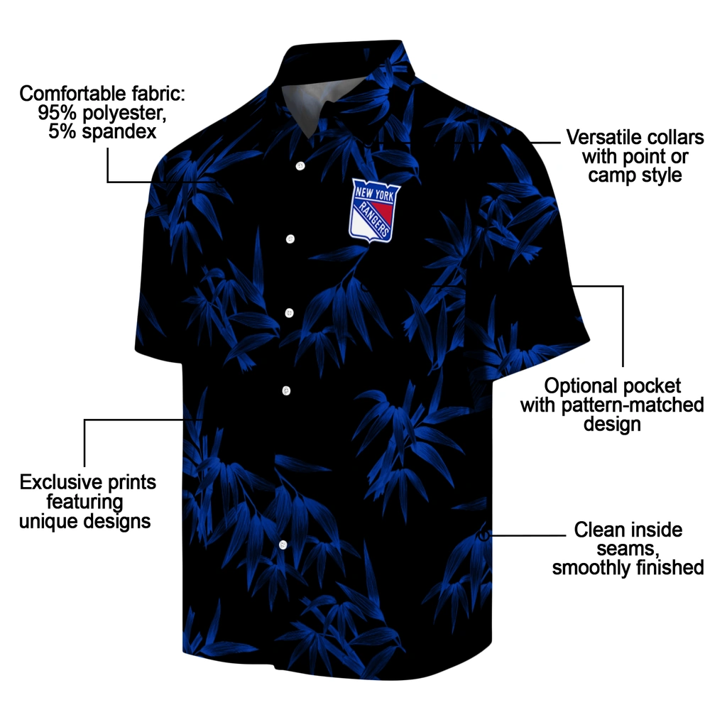 New York Rangers Hawaiian Shirt - Bamboo Branches new york rangers bamboo branches blue black hawaiian shirts new arrival