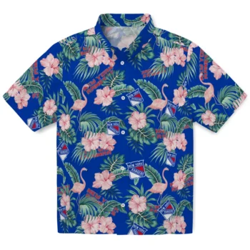 new york rangers flamingo palms blue hawaiian shirts best selling