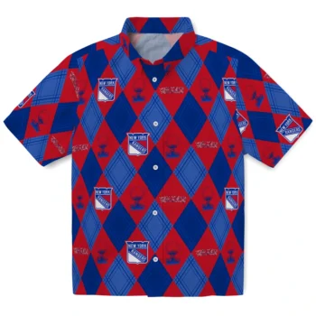 new york rangers balloon plaid blue hawaiian shirts best selling