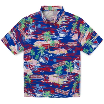 new york rangers flamingo retreat blue hawaiian shirts best selling