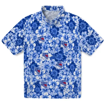 new york rangers hibiscus blooms blue hawaiian shirts best selling