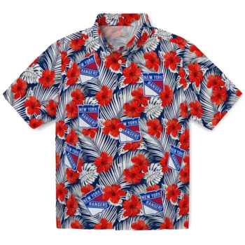 new york rangers hibiscus fiesta red royal blue hawaiian shirts best selling