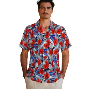 new york rangers hibiscus fiesta red royal blue hawaiian shirts fashion forward