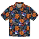 New York Rangers Hawaiian Shirt – Hibiscus Foliage