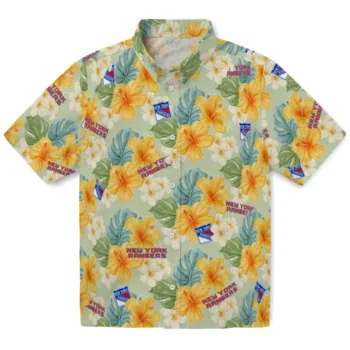 new york rangers hibiscus mood pale lime yellow hawaiian shirts best selling