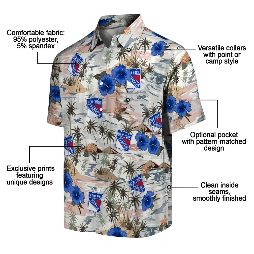 New York Rangers Hawaiian Shirt - Hibiscus Seaside new york rangers hibiscus seaside white hawaiian shirts new arrival