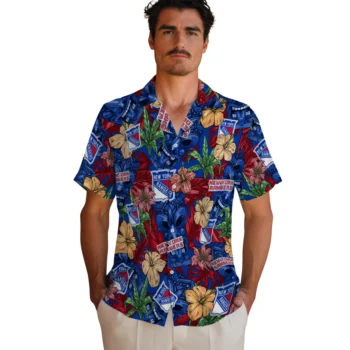 new york rangers tiki jungle blue hawaiian shirts fashion forward