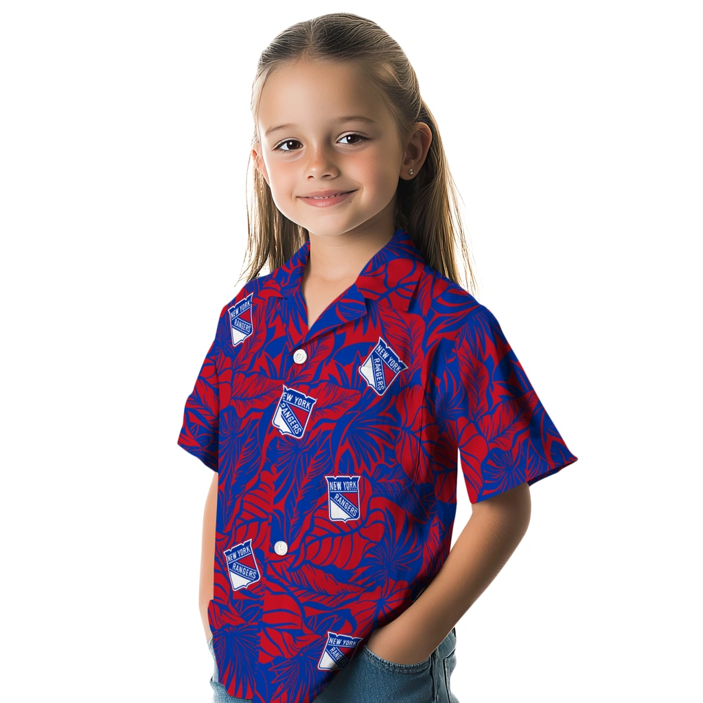 New York Rangers Hawaiian Shirt - Monstera Layer new york rangers monstera layer blue hawaiian shirts premium grade