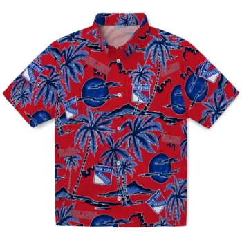 new york rangers palm sunset hawaiian shirts best selling