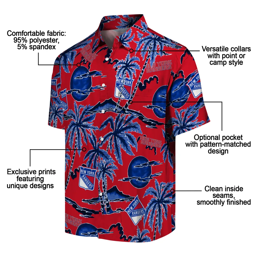 New York Rangers Hawaiian Shirt - Palm Sunset new york rangers palm sunset hawaiian shirts new arrival