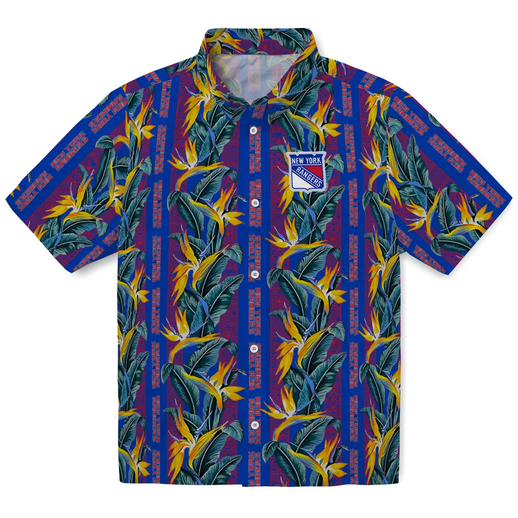 New York Rangers Hawaiian Shirt - Paradise Vines new york rangers paradise vines blue hawaiian shirts best selling