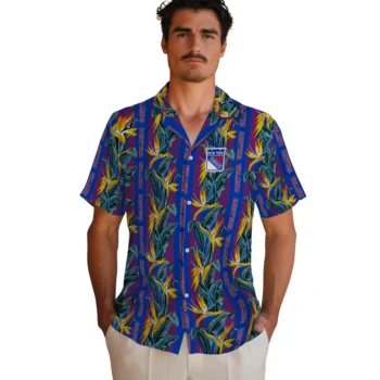 new york rangers paradise vines blue hawaiian shirts fashion forward