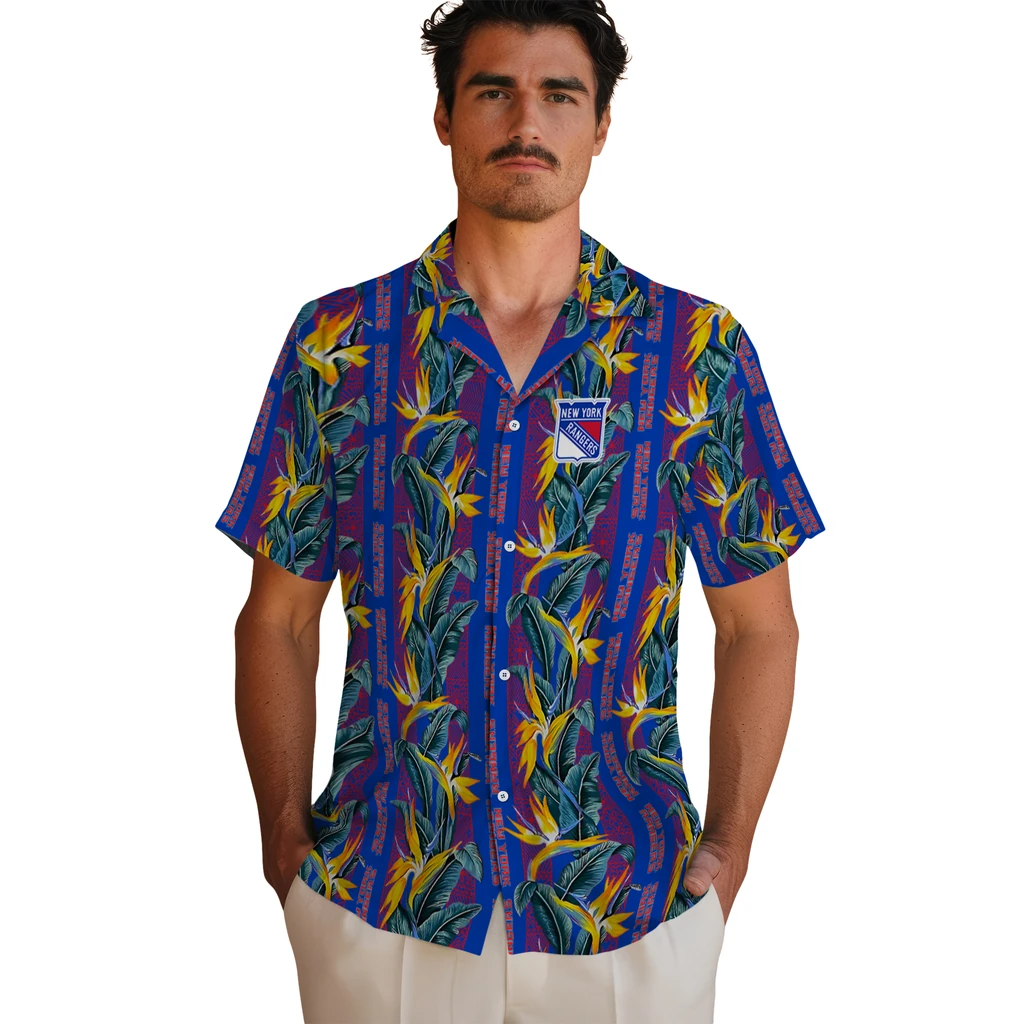 New York Rangers Hawaiian Shirt - Paradise Vines new york rangers paradise vines blue hawaiian shirts fashion forward