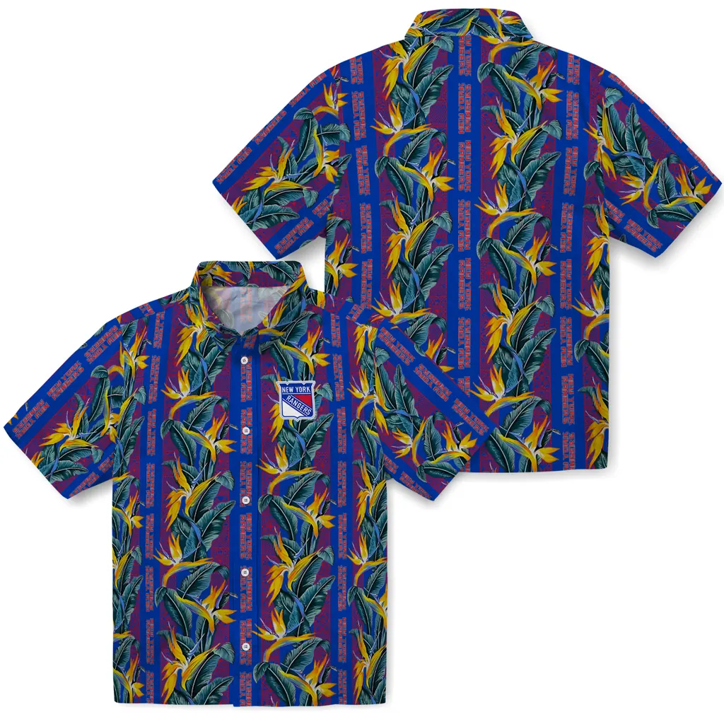 New York Rangers Hawaiian Shirt - Paradise Vines new york rangers paradise vines blue hawaiian shirts high quality