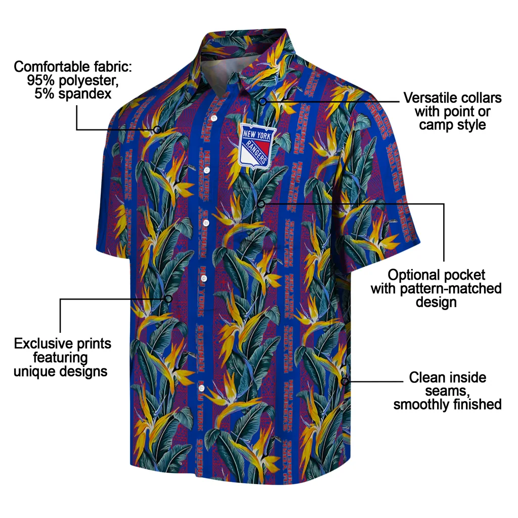 New York Rangers Hawaiian Shirt - Paradise Vines new york rangers paradise vines blue hawaiian shirts new arrival