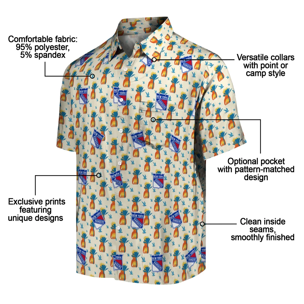 New York Rangers Hawaiian Shirt - Pineapple Delight new york rangers pineapple delight beige hawaiian shirts new arrival