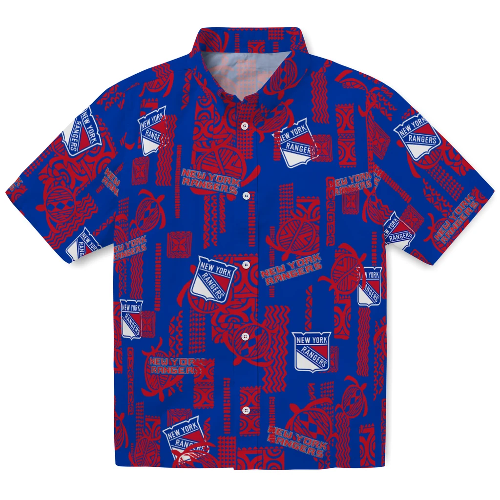 New York Rangers Hawaiian Shirt - Turtle Lines new york rangers turtle lines blue hawaiian shirts best selling