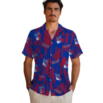 new york rangers turtle lines blue hawaiian shirts fashion forward