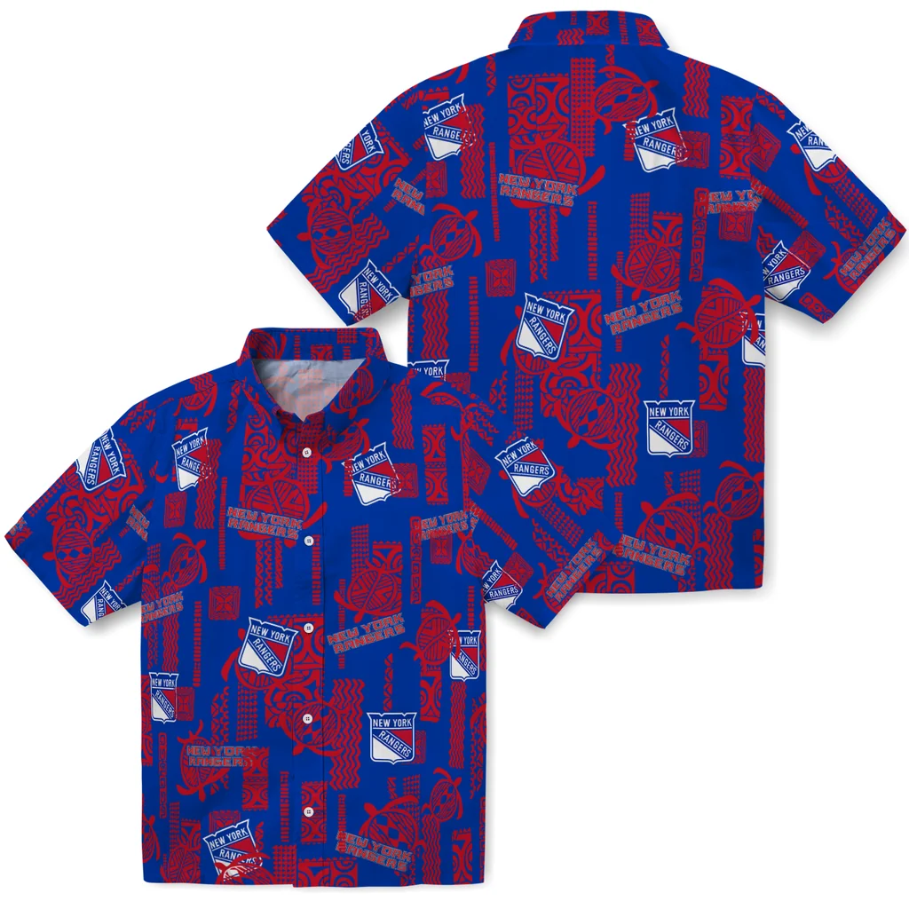 New York Rangers Hawaiian Shirt - Turtle Lines new york rangers turtle lines blue hawaiian shirts high quality