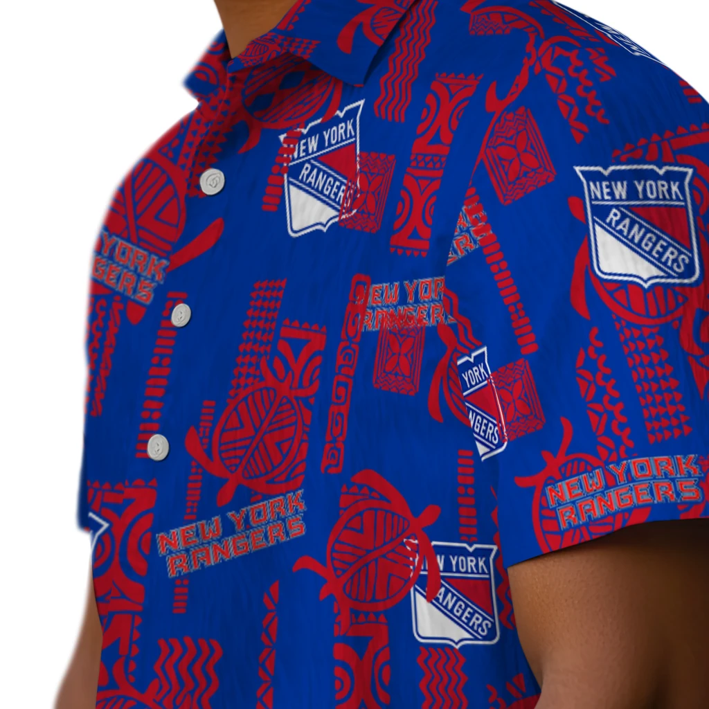 New York Rangers Hawaiian Shirt - Turtle Lines new york rangers turtle lines blue hawaiian shirts trendy