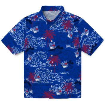 new york rangers wave palm blue hawaiian shirts best selling