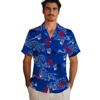 new york rangers wave palm blue hawaiian shirts fashion forward