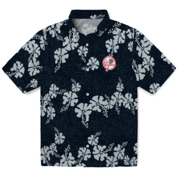 new york yankees hibiscus petals navy hawaiian shirts best selling