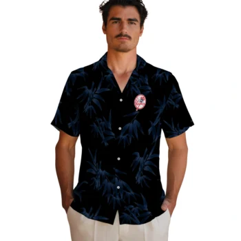 new york yankees bamboo branches navy black hawaiian shirts fashion forward