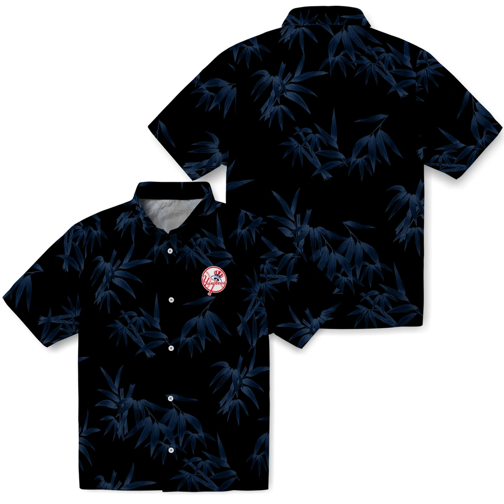 New York Yankees Hawaiian Shirt - Bamboo Branches new york yankees bamboo branches navy black hawaiian shirts high quality
