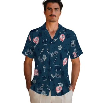 new york yankees beach vibe navy hawaiian shirts fashion forward