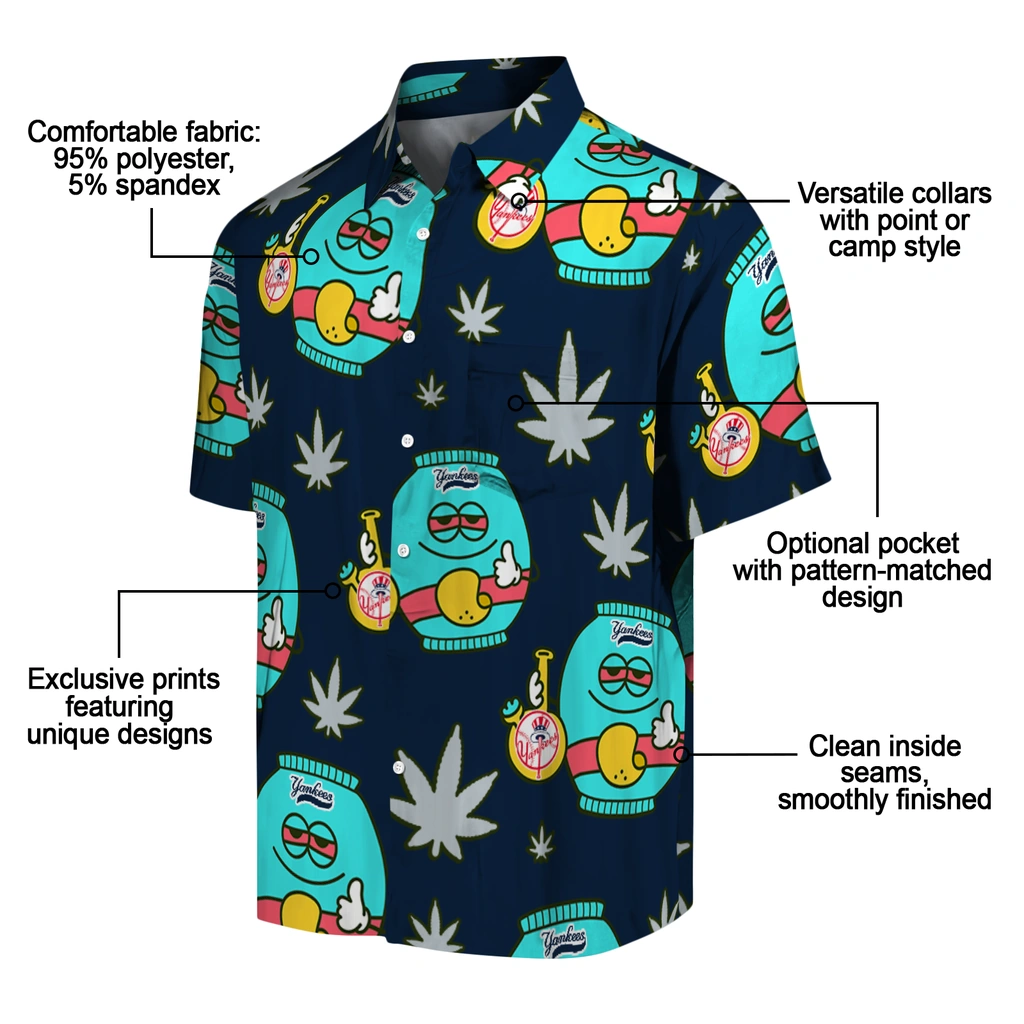 New York Yankees Hawaiian Shirt - Chill Vibe new york yankees bong smile navy hawaiian shirts new arrival