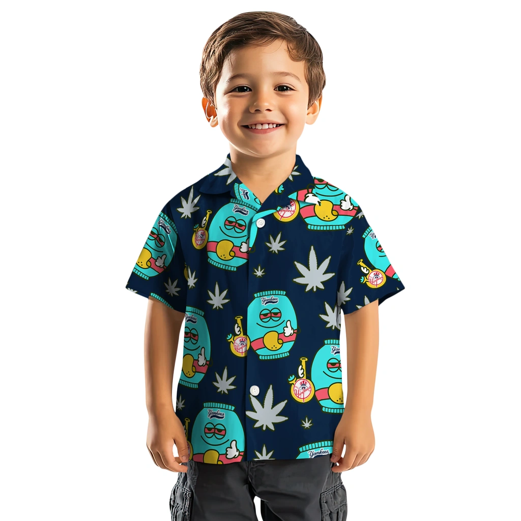 New York Yankees Hawaiian Shirt - Chill Vibe new york yankees bong smile navy hawaiian shirts top rated