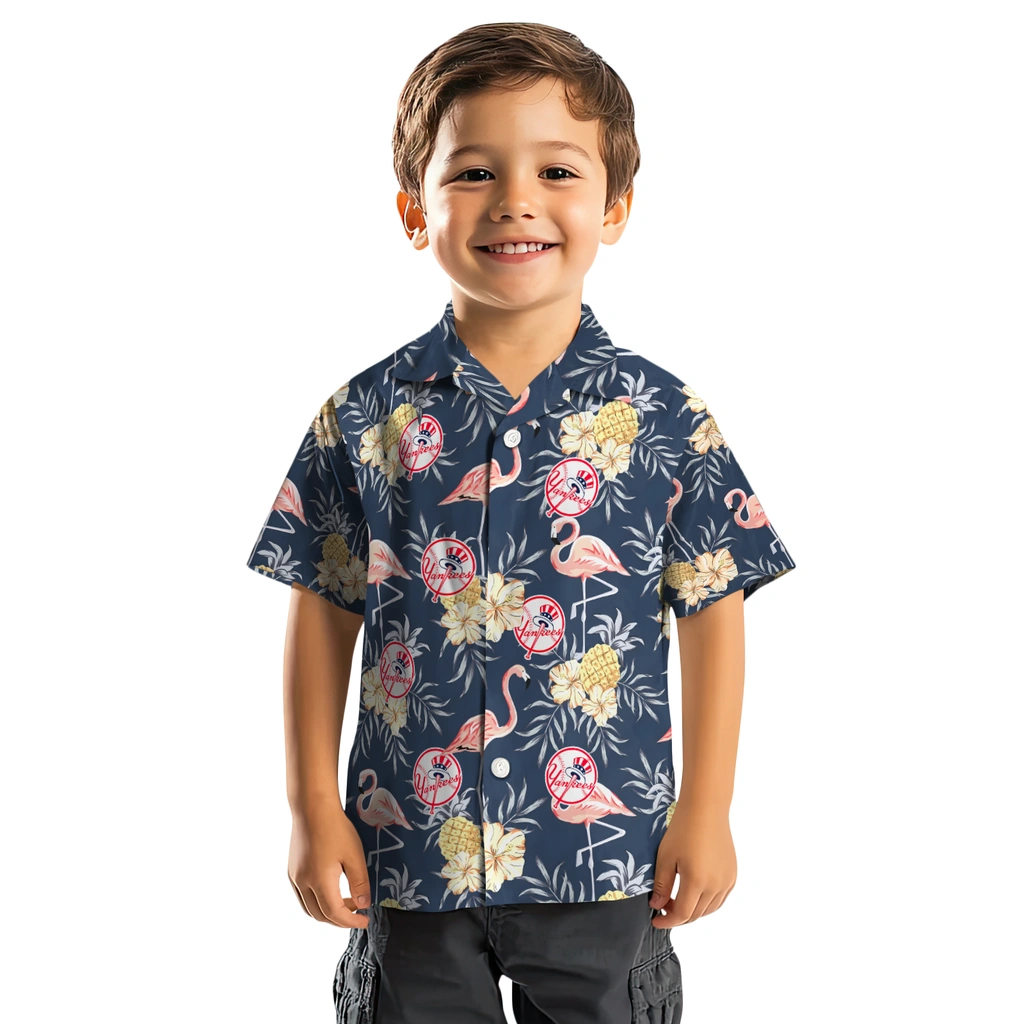 New York Yankees Hawaiian Shirt - Flamingo Hibiscus new york yankees flamingo hibiscus navy hawaiian shirts top rated