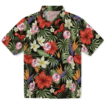 new york yankees hibiscus bird hawaiian shirts best selling