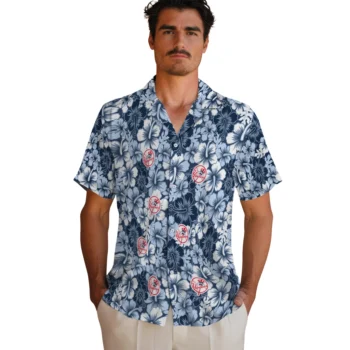 new york yankees hibiscus blooms navy hawaiian shirts fashion forward