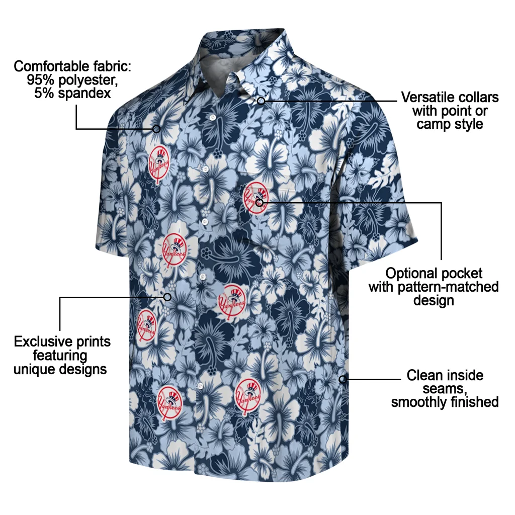 New York Yankees Hawaiian Shirt - Hibiscus Blooms new york yankees hibiscus blooms navy hawaiian shirts new arrival
