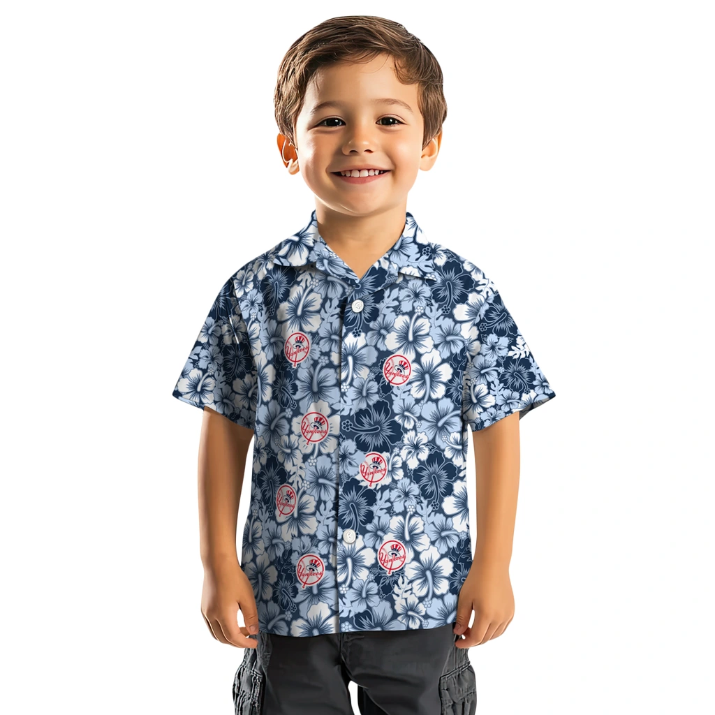 New York Yankees Hawaiian Shirt - Hibiscus Blooms new york yankees hibiscus blooms navy hawaiian shirts top rated