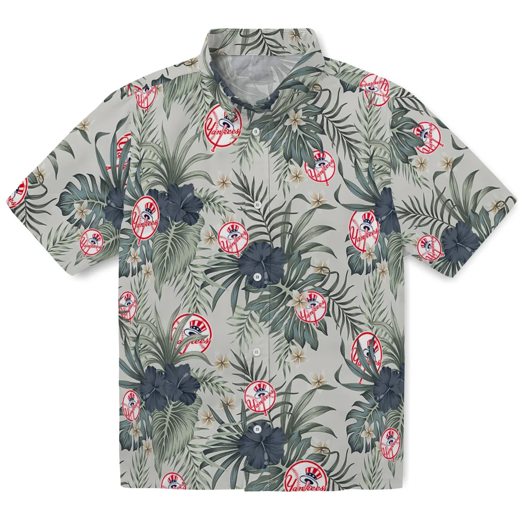 New York Yankees Hawaiian Shirt - Hibiscus Designs new york yankees hibiscus designs beige hawaiian shirts best selling