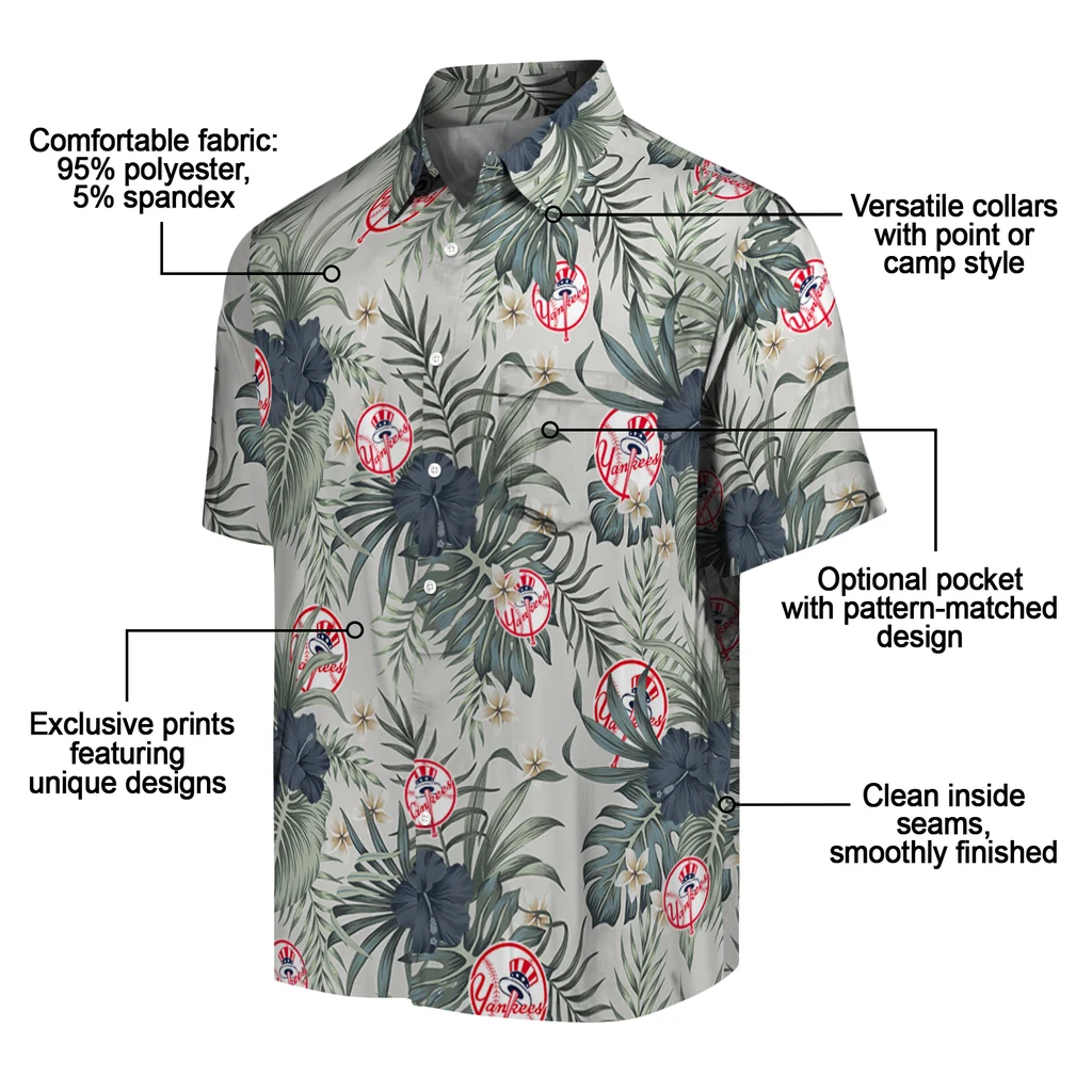 New York Yankees Hawaiian Shirt - Hibiscus Designs new york yankees hibiscus designs beige hawaiian shirts new arrival