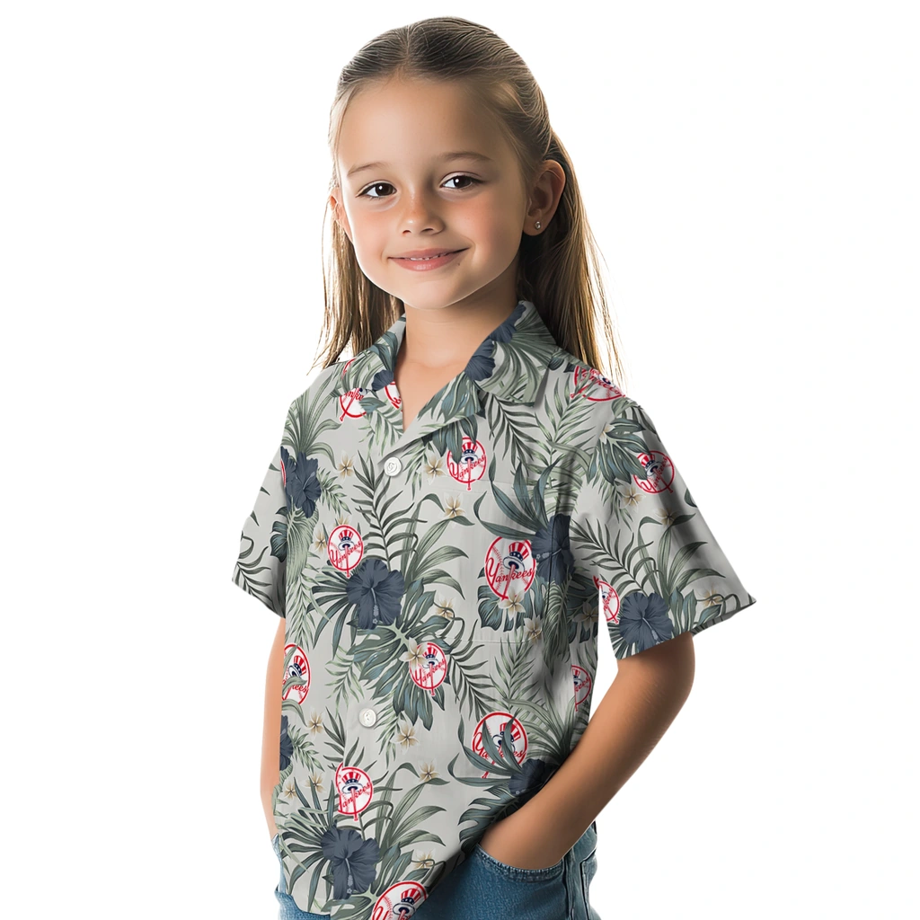 New York Yankees Hawaiian Shirt - Hibiscus Designs new york yankees hibiscus designs beige hawaiian shirts premium grade