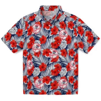 new york yankees hibiscus fiesta red royal blue hawaiian shirts best selling