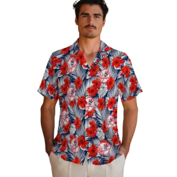 new york yankees hibiscus fiesta red royal blue hawaiian shirts fashion forward