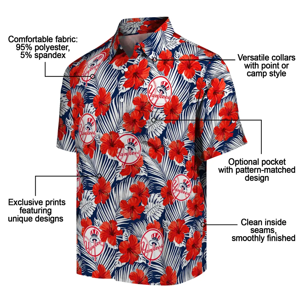 New York Yankees Hawaiian Shirt - Hibiscus Fiesta new york yankees hibiscus fiesta red royal blue hawaiian shirts new arrival