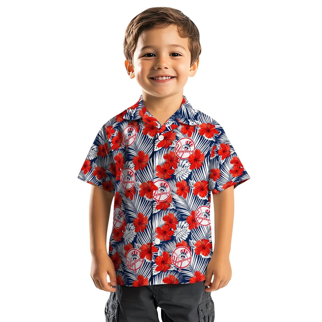 New York Yankees Hawaiian Shirt - Hibiscus Fiesta new york yankees hibiscus fiesta red royal blue hawaiian shirts top rated
