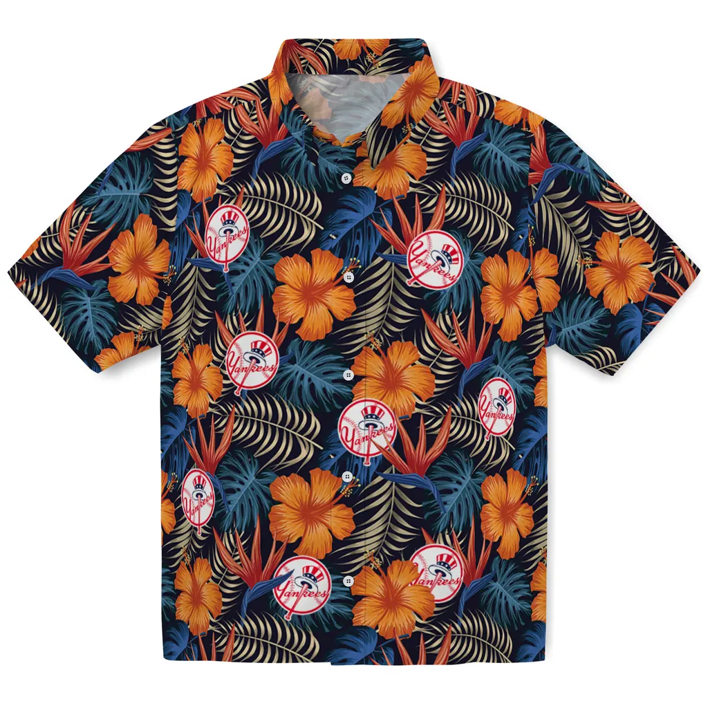 New York Yankees Hawaiian Shirt - Hibiscus Foliage new york yankees hibiscus foliage hawaiian shirts best selling