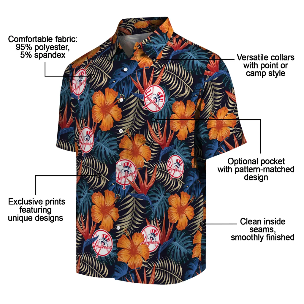 New York Yankees Hawaiian Shirt - Hibiscus Foliage new york yankees hibiscus foliage hawaiian shirts new arrival