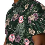 New York Yankees Hawaiian Shirt – Hibiscus Leaves Pattern