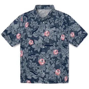 new york yankees hibiscus oasis navy hawaiian shirts best selling